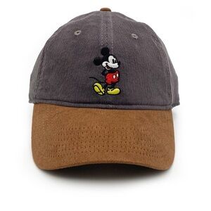 ⭐️ Mickey Mouse Corduroy Brim Dad Hat - Gray and Brown
